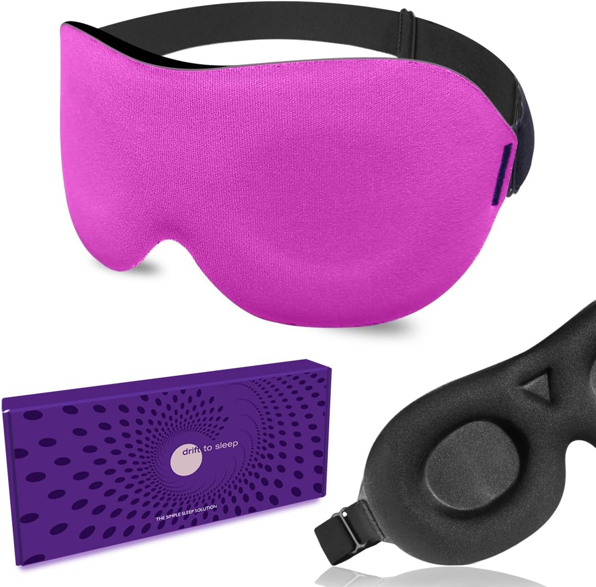 3D Sleep Mask for Side Sleepers – 100% Light Blocking Eye Mask for Sleeping, Zero Eye Pressure, Soft Breathable Memory Foam, Adjustable Strap for Travel, Men & Women (Pink)