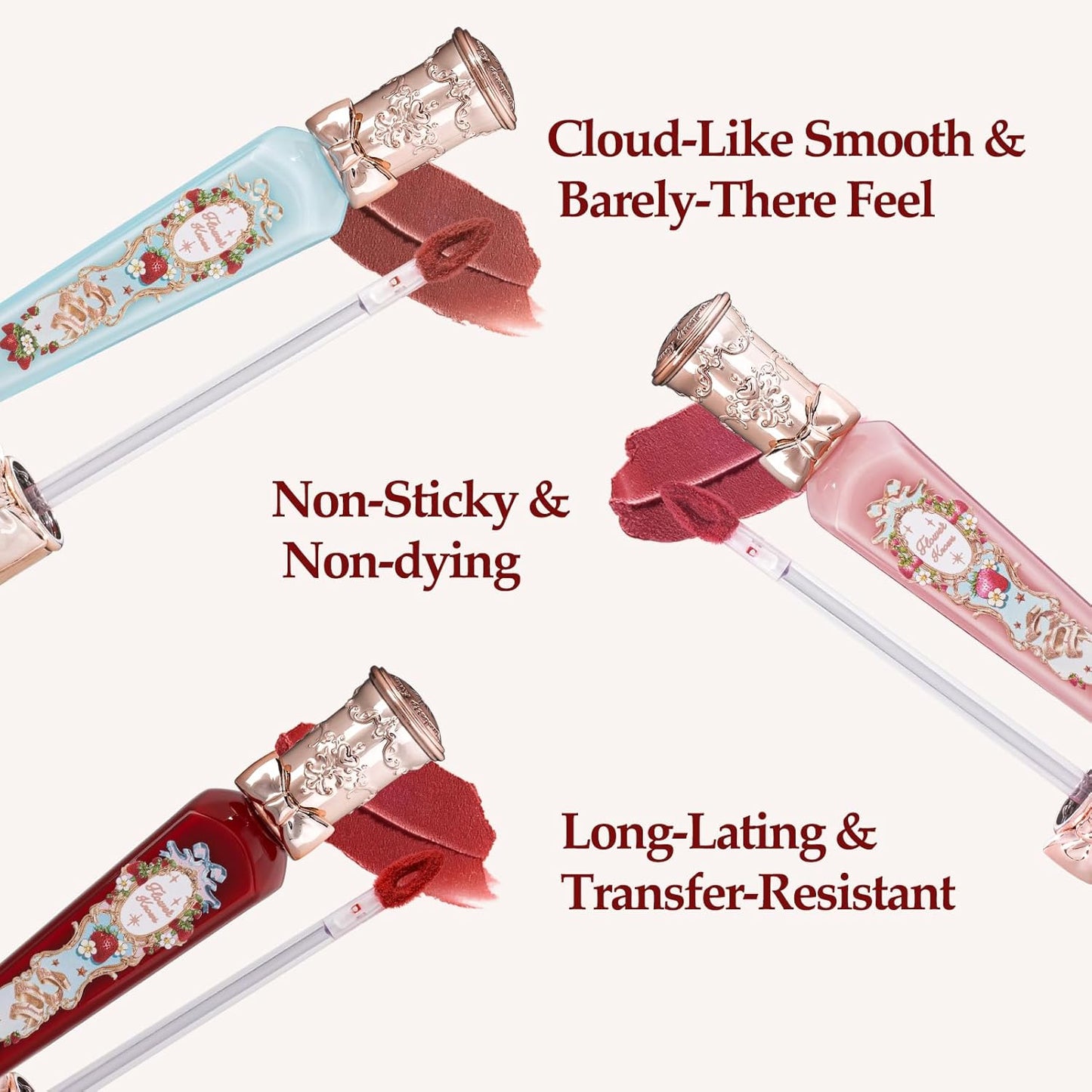 Flower Knows Strawberry Rococo Cloud Lip Cream,Velvety Matte Liquid Lipstick,Nude Lipstick,Long Lasting Lip Stain,Kiss-proof Blurred Lipstick for Girls&Women,0.12 Fl Oz(S01 Soy Milk Cheese)