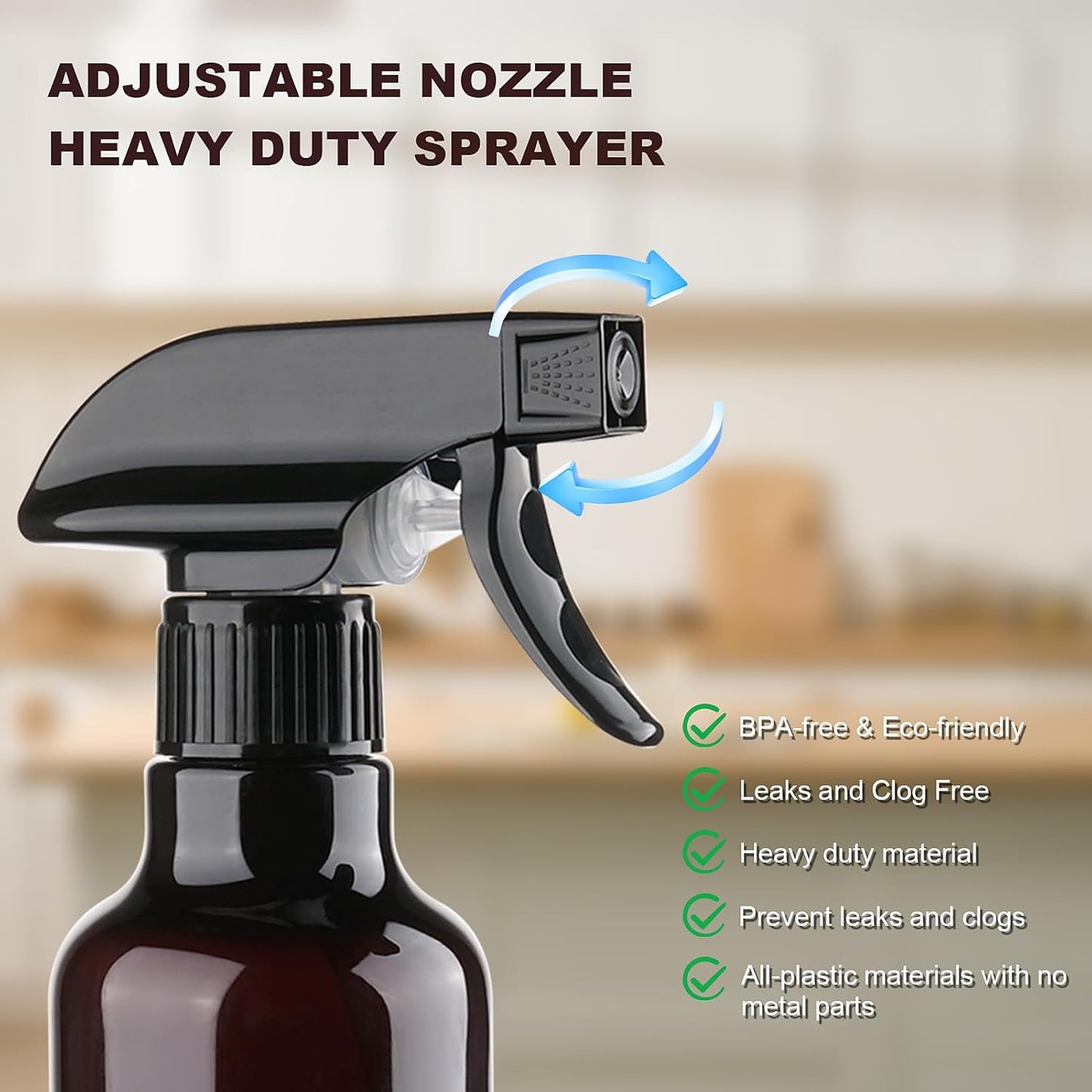 Spray Bottles 12oz Plastic Spray Bottle for Hair Mist/Stream Heavy Duty Empty Spray Bottles for Cleaning Solutions, Plants (12oz-Brown)