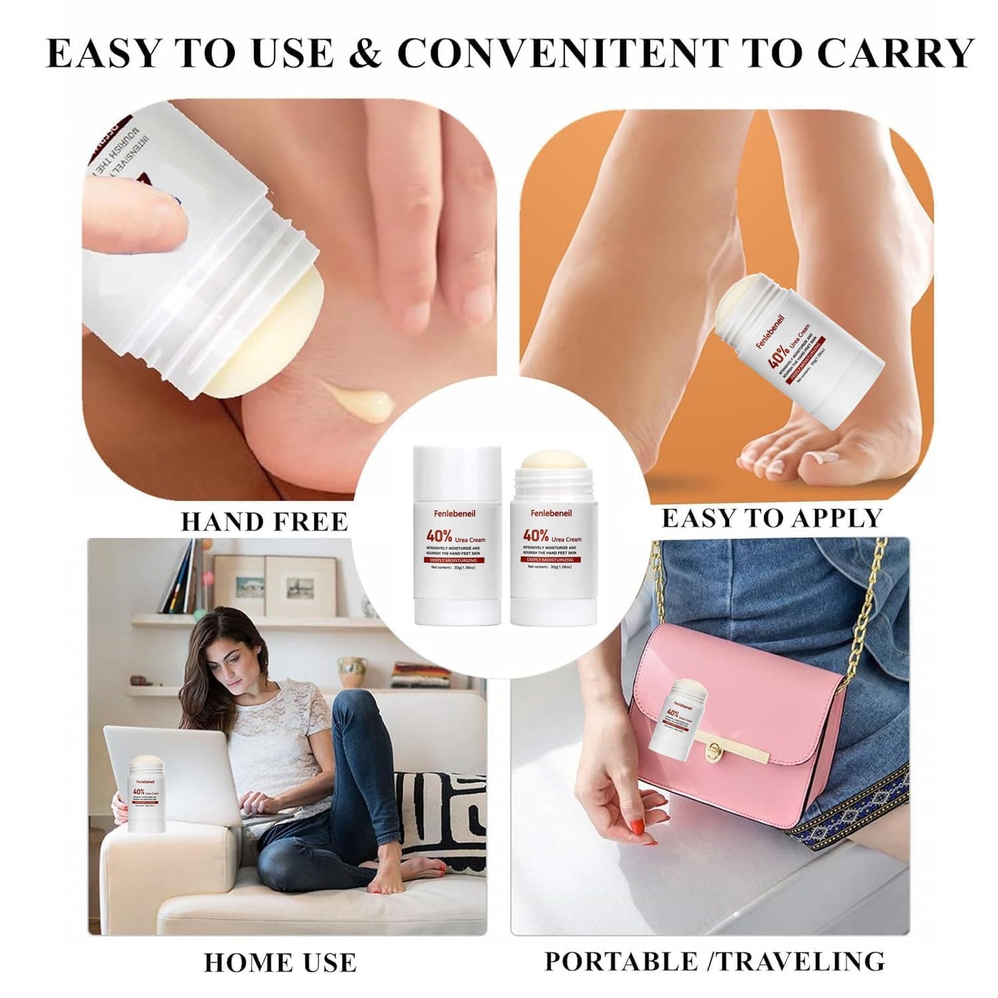 40% Urea Cream Cracked Heel Balm for Dry, Cracked Feet, Heals, Foot Hand Moisturizing 40 Percent Foot Urea Cream for Feet Maximum Strength 2Pack