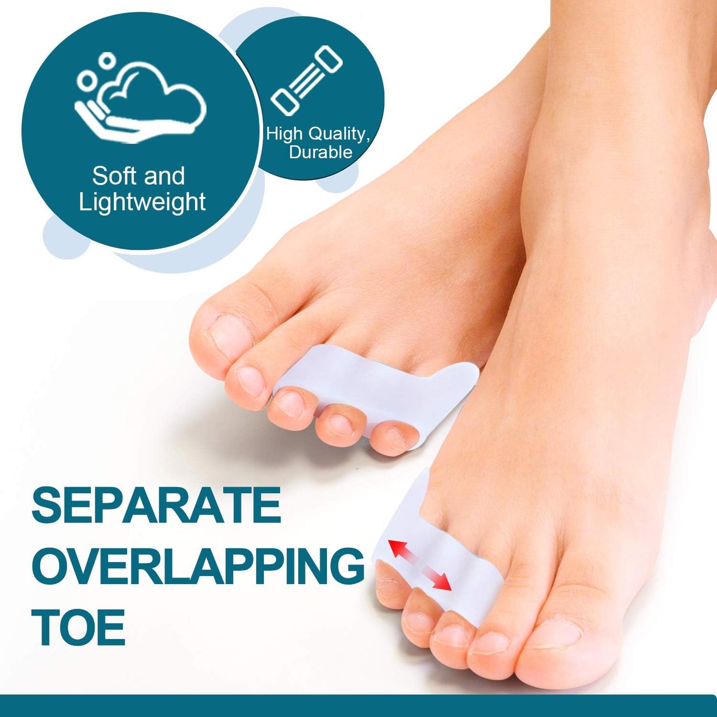 Povihome 10 Pack Pinky Toe Separator and Protectors, Triple Gel Toe Separators for Overlapping Toe, Curled Pinky Toes Separate and Protect
