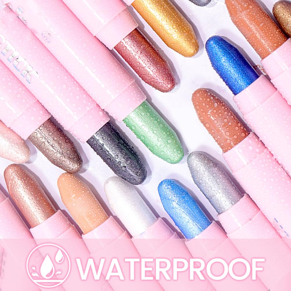 Kaely 2in1 Cream Eye Shadow Brightener Sticks for Eyes, Pencil Eyeshadow Applicator Stick Waterproof Pigmented, Eye Shadow Palette Highlighter Makeup, sombras para ojos, 15 Beige Gold Shimmer