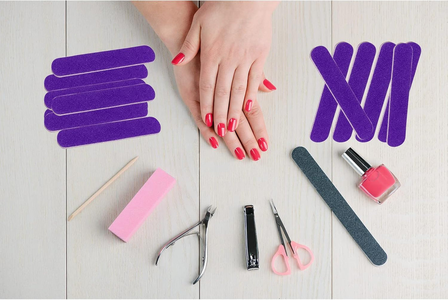 Mini Nail Files Bulk (100 Pcs), Double Sided Emery Board Nail File for Nature Nails, Manicure Tool Set Disposable Colorful Nail File for Home Salon Use Travel Size Men Women Kids Wood Board