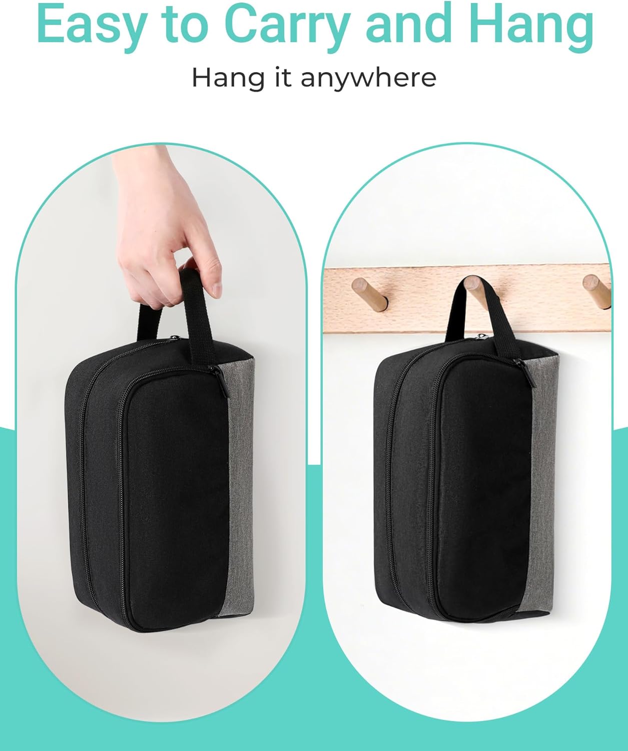 Elviros Travel Toiletry Bag for Men Hanging Dopp Kit Shaving Bag Toiletries Organizer Small Tool Medicine Hygiene Bag for Traveling Pouch (Black)