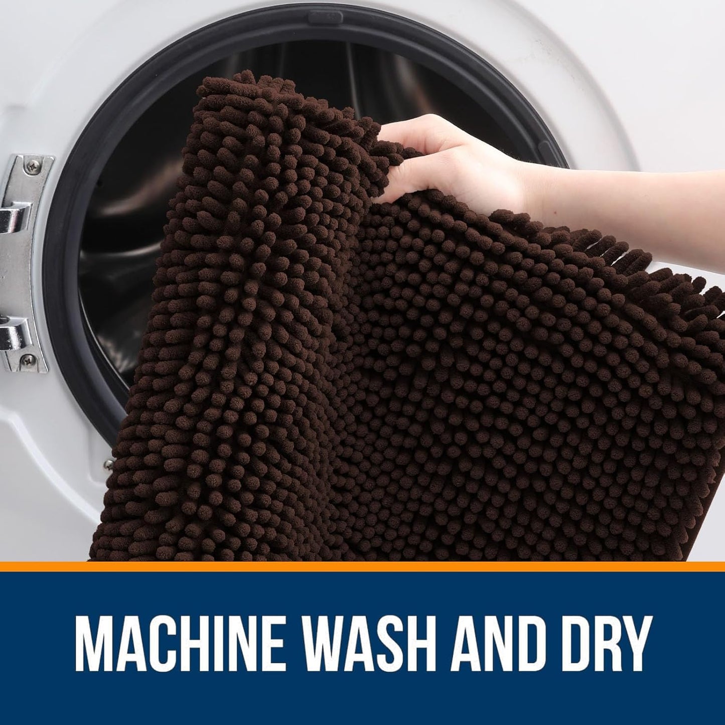 OLANLY Bathroom Rugs 59x24, Extra Soft Absorbent Chenille Bath Rugs, Rubber Backing Quick Dry, Machine Washable Bath Mats for Bathroom Floor, Tub and Shower, Home Decor Accessories, Brown