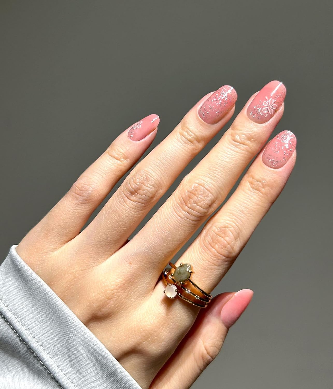 Nail Polish Strips - 22 Pcs Salon Quality Gel Nail Stickers - Long Lasting Wraps (Hellebore Flower Pink)