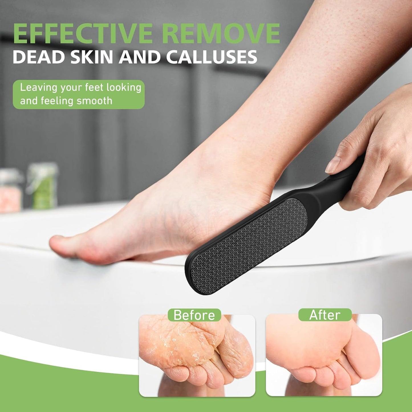 BALUCA Hard Skin Remover Nano Glass Foot File - Foot Callus Remover, Durable Foot Scrubber, Dead Skin Remover, Hygienic Pedicure Tool, Long Lasting Foot Buffer, Soft Smooth Feet, Black