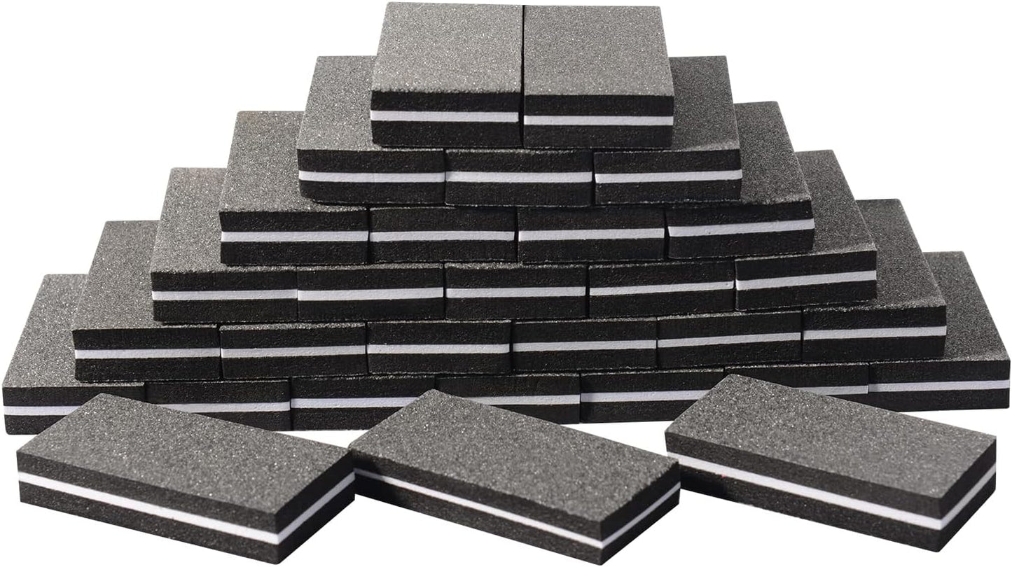 Buffer Block Nail File, 100/180 Grit Sponge Nail Buffers for Acrylic Nails, Mini Buffing Block Double Sided for Manicure Tools 30 Count - Black
