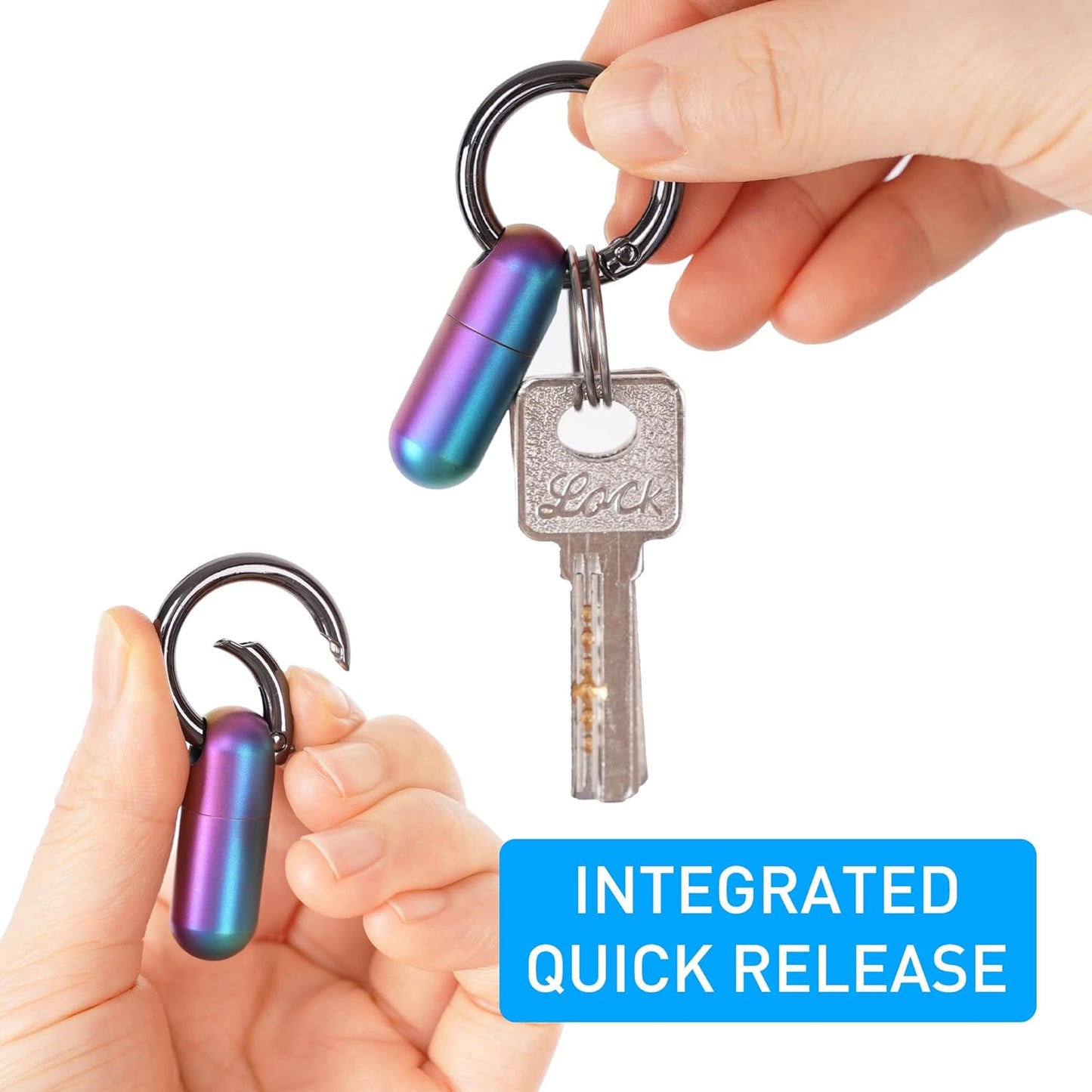 Micro Keychain Pill Holder Titanium Waterproof Mini Pill Container for Emergency Medicine，Travel Purse Pocket (Blue)