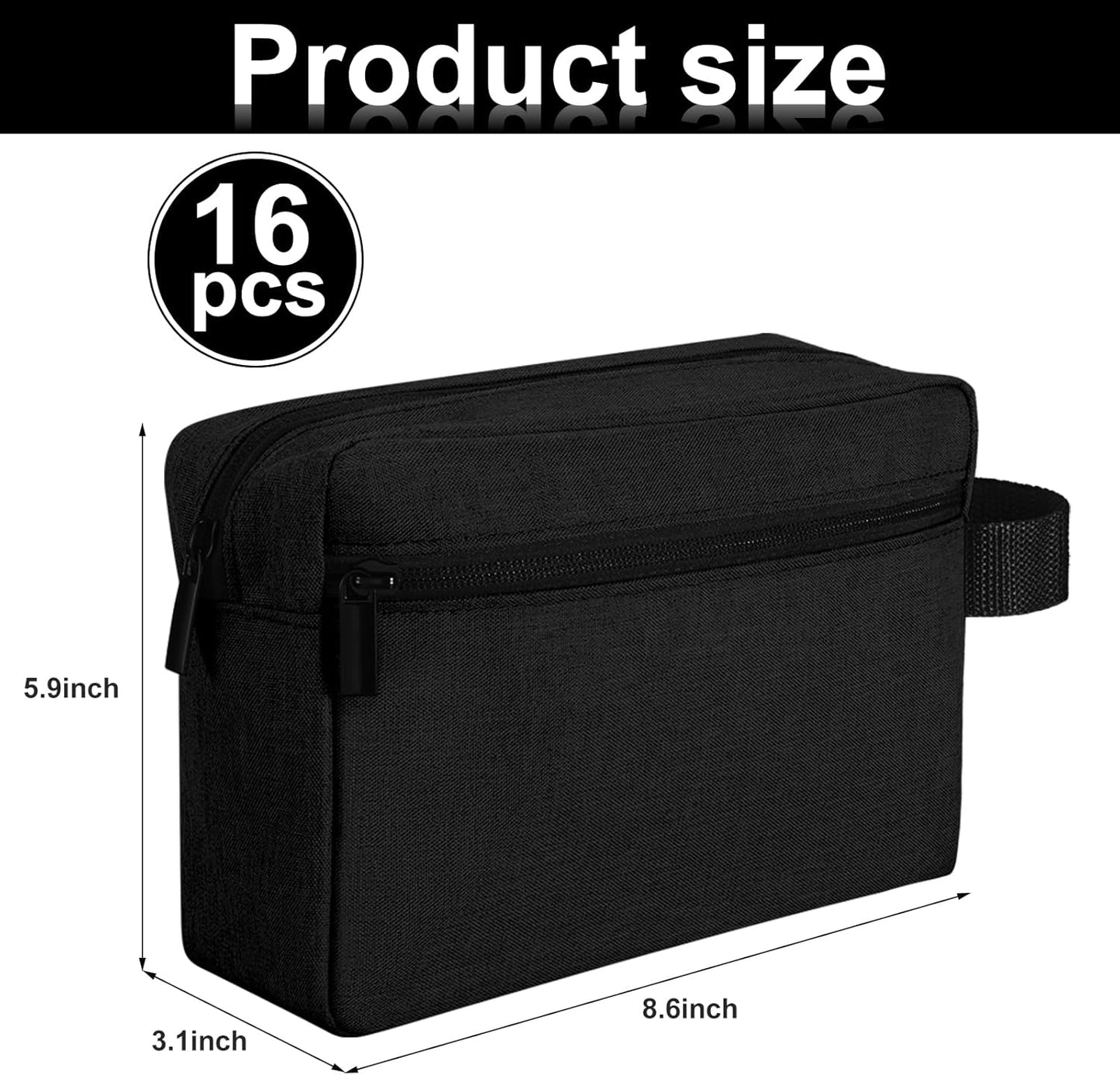 Paterr 16 Pcs Travel Toiletry Bag for Women Men Large Water Resistant Shaving Bag Hanging Cosmetic Bag with Handle and Divider Storage Travel Pouch Case (Black)