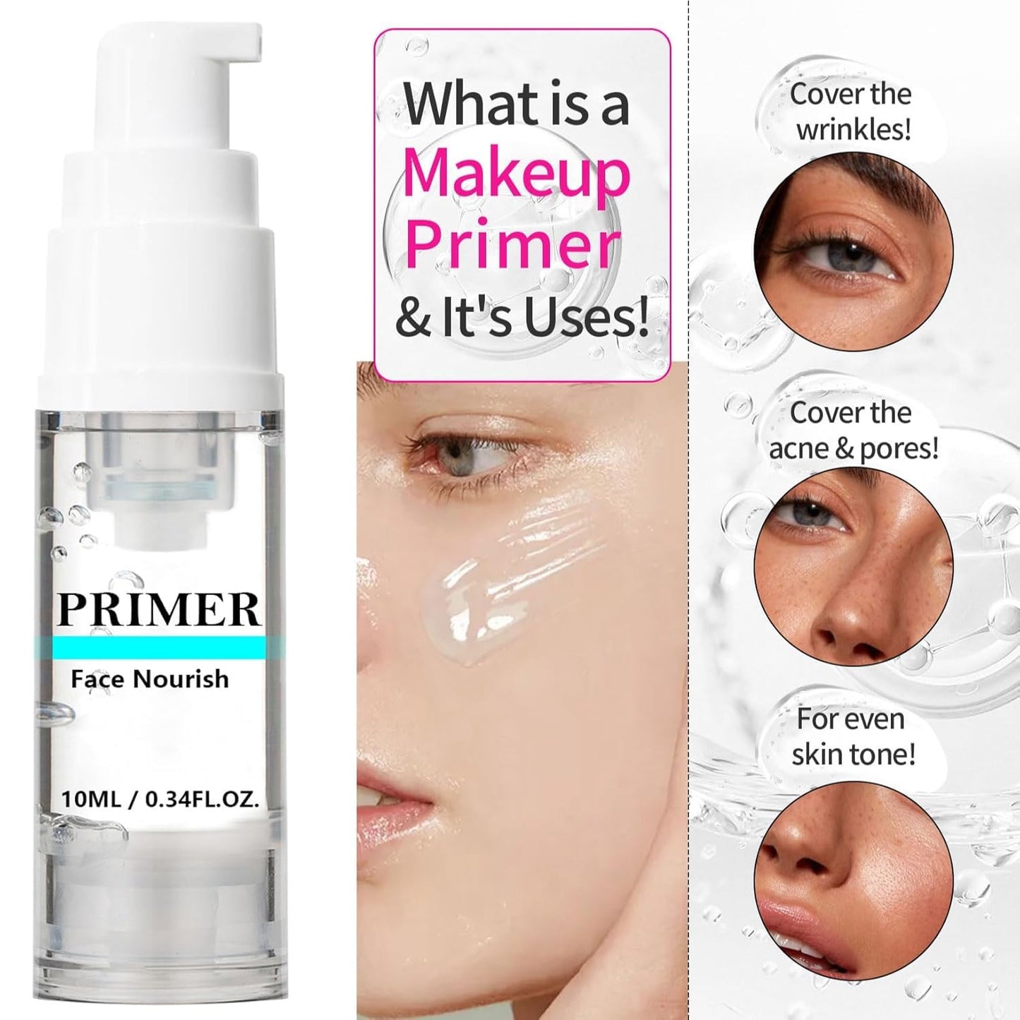 AirBrush Foundation Spray With Primer and Brush, Silky Mist Foundation Spray Makeup, Full Coverage Foundation for Smooth Radiant Finish, Formula Breathable Lightweight Hydrating(#3 Nude)