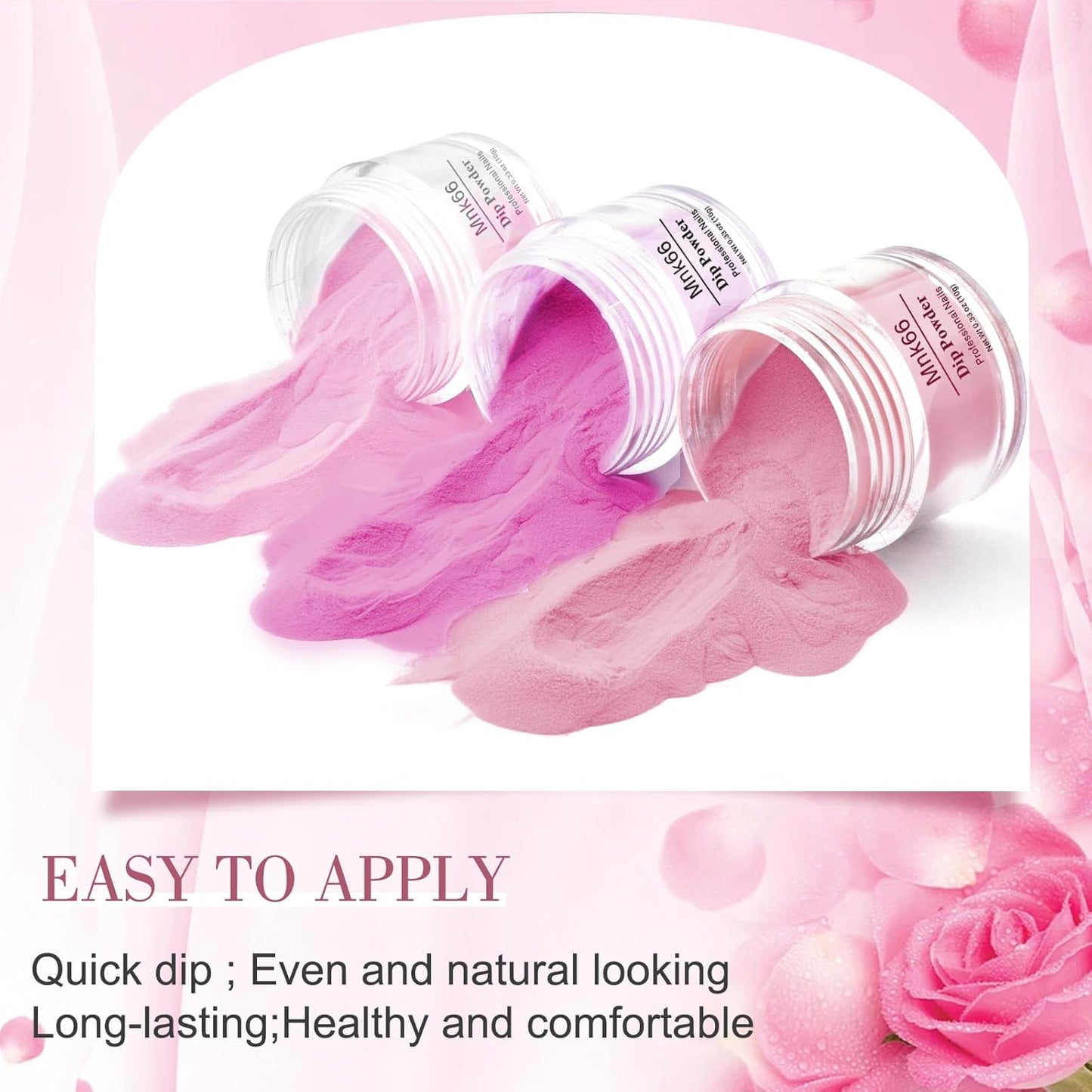 6 Colors Dip Powder Set, Pink Glitter Christmas Dipping Powder Color Set, Glossy Nail Art Manicure DIY Salon Home Gift for Ladies (YYSDDPS-No.10-6PCS)