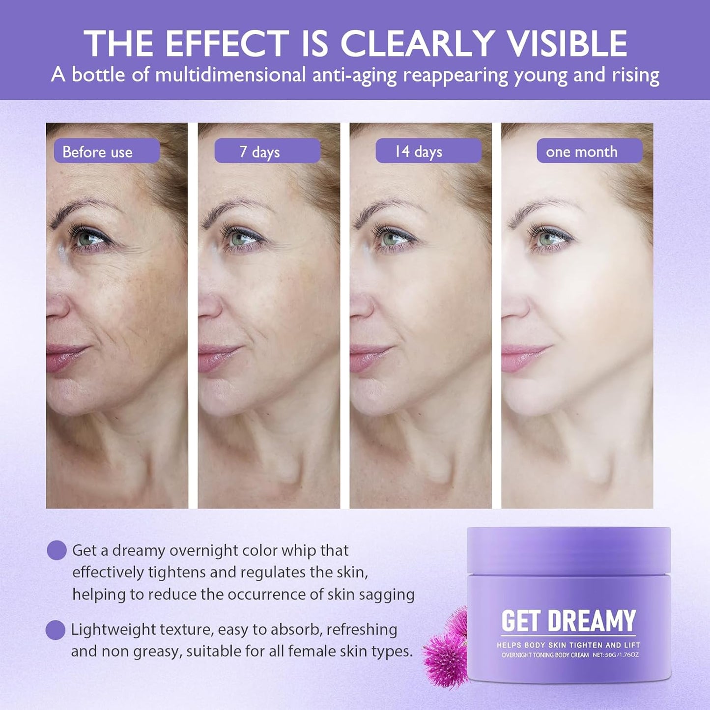 Get Dreamy Overnight Toning Whip,Anti-Cellulite Body Firming Cream,Dream Whip Body Firming Cream,Hydration, Smooth,Tightened Skin,Ideal for Legs, Belly