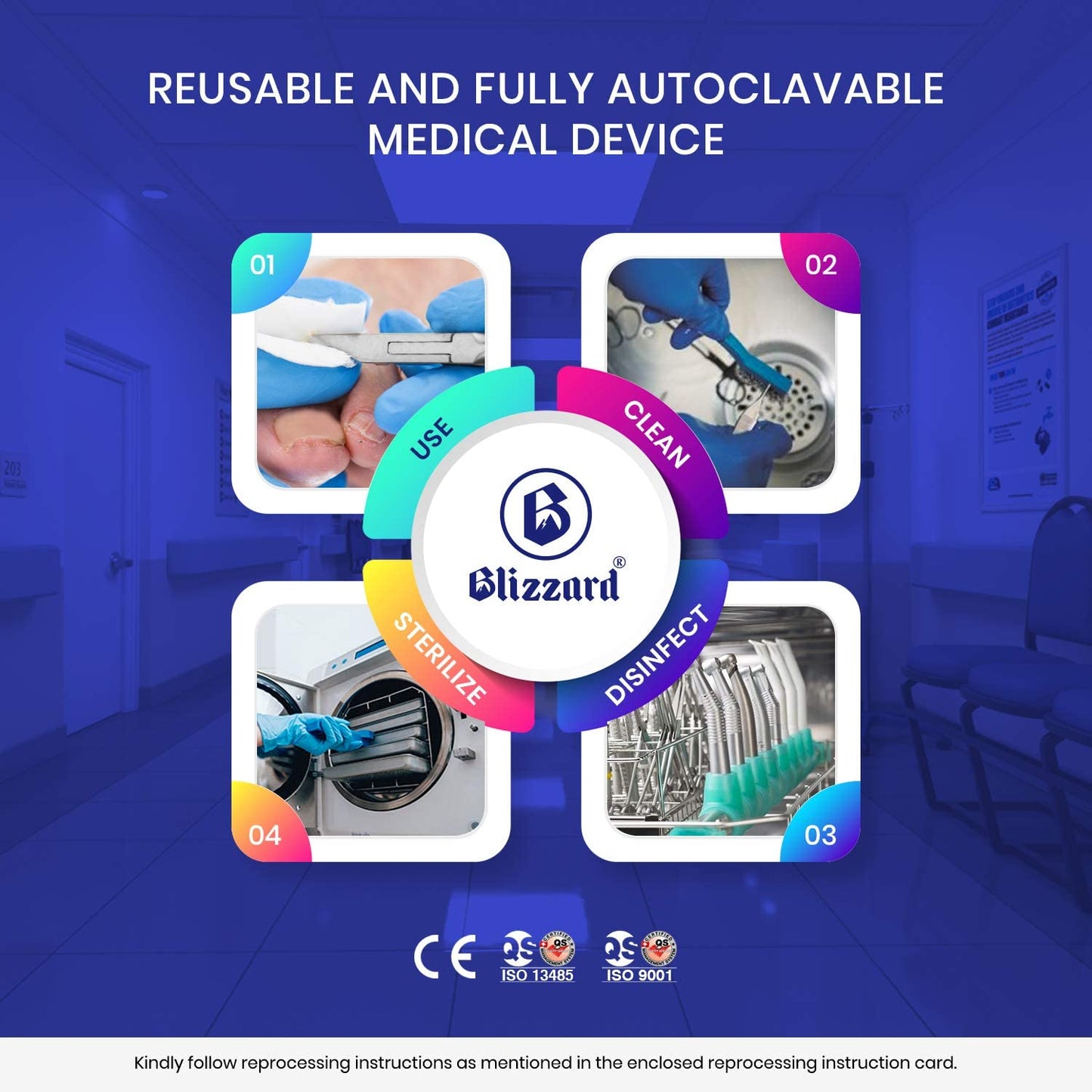 Podiatry Tool Kit by Blizzard – 5 Piece Set with Concave Arrow and Flame Toenail Nippers, Blacks File and Probe - German Forged Instruments - Hospital Grade