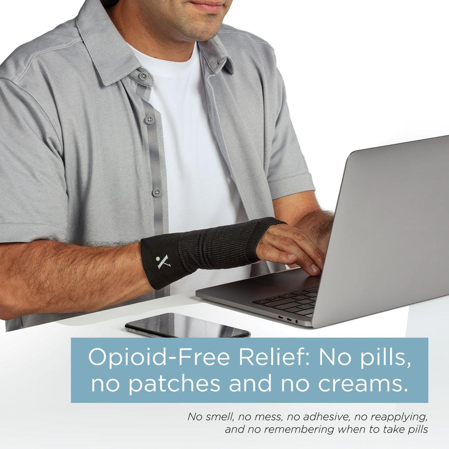 Medicine-Infused Pain Relieving Wrist Compression Sleeve for Men and Women with Hand and Wrist Pain, Arthritis, Tendonitis, and Carpal Tunnel