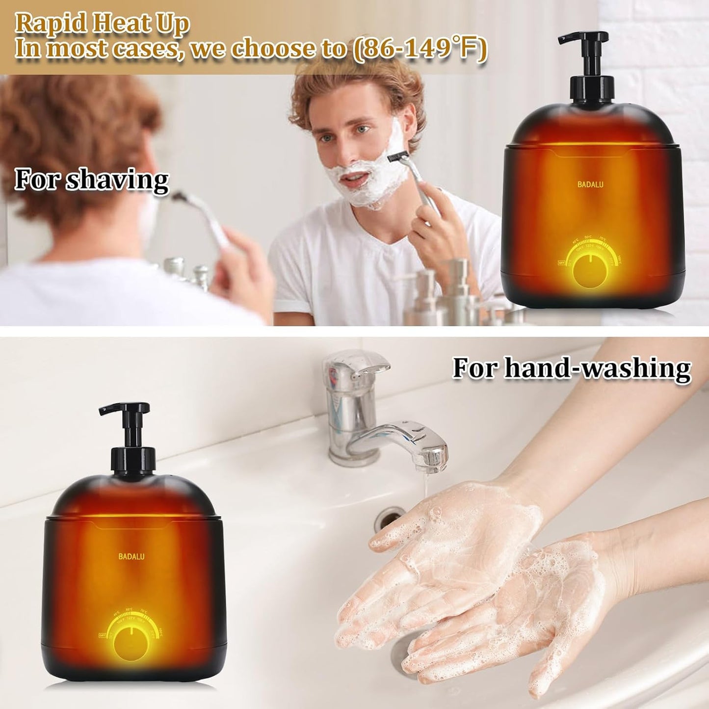 Lather Machine,BADALU Hot Lather Machine for Shaving 800ML Large Capacity Professional Lather Maker for Men Face Shaving,Electric Shaving Foam Machine for Salon Barber Shop Home Use With 2 Pumps