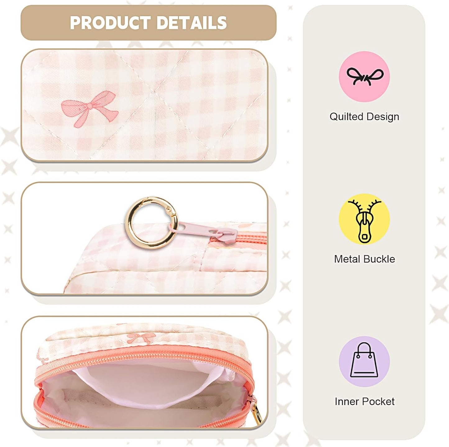 Period Bag for Teen Girls, Quilted Sanitary Napkin Storage Bag, Cute Bow Tie Menstrual Pad Pouch Tampon Holder (Plaid-Purple)