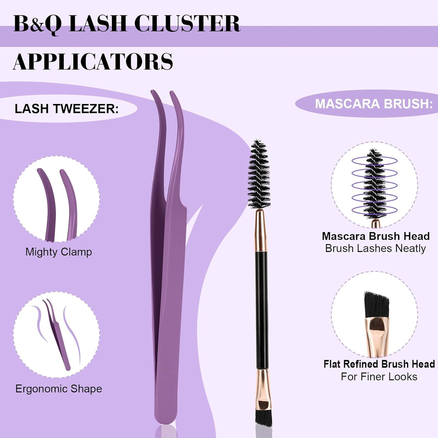 B&Q Lash Extension Kit 192 pcs Eyelash Extension Kit B02+B07 8-18mm Mixed Lash Clusters Kit Individual Lashes Kit Wispy with Lash Glue and Remover Applications Eyelash Kit (B02+B07, Kit)