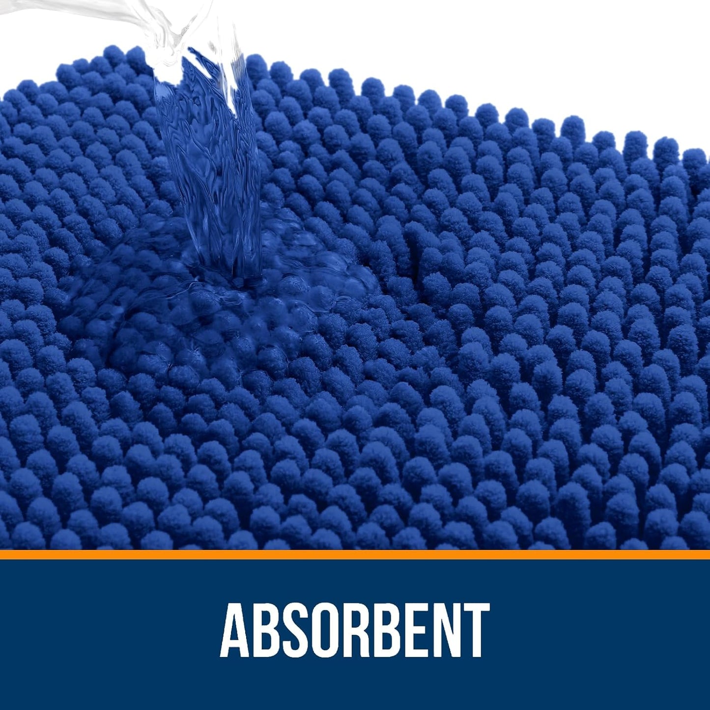 OLANLY Toilet Rugs U-Shaped 24x20, Extra Soft Absorbent Chenille Contour Bathroom Rugs for Toilet, Dry Quickly, Machine Washable, Non-Slip Bath Mat, Royal Blue