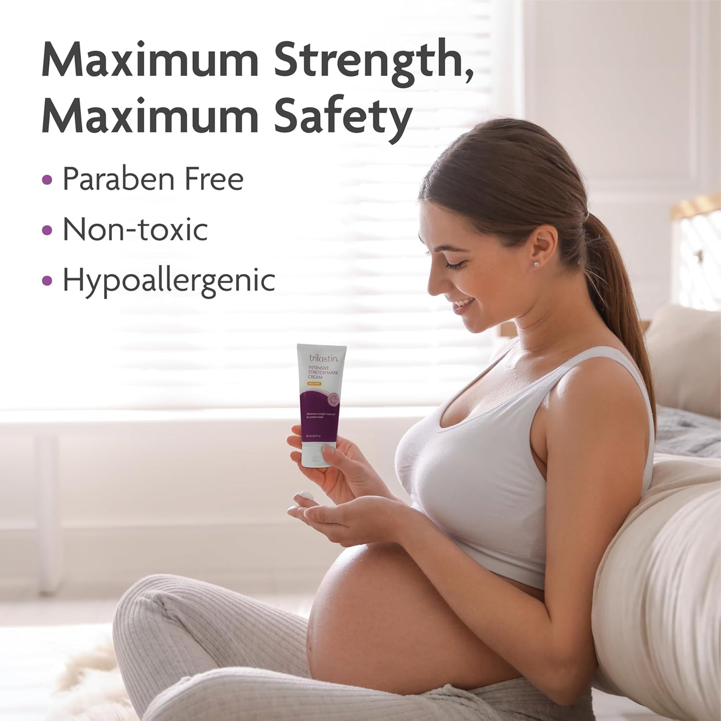 TriLASTIN Stretch Mark Cream for Pregnancy - 5.5 Oz Tube - Vitamin-Infused Cocoa Butter Formula - Intensive Scar Treatment - Hypoallergenic & Paraben-Free