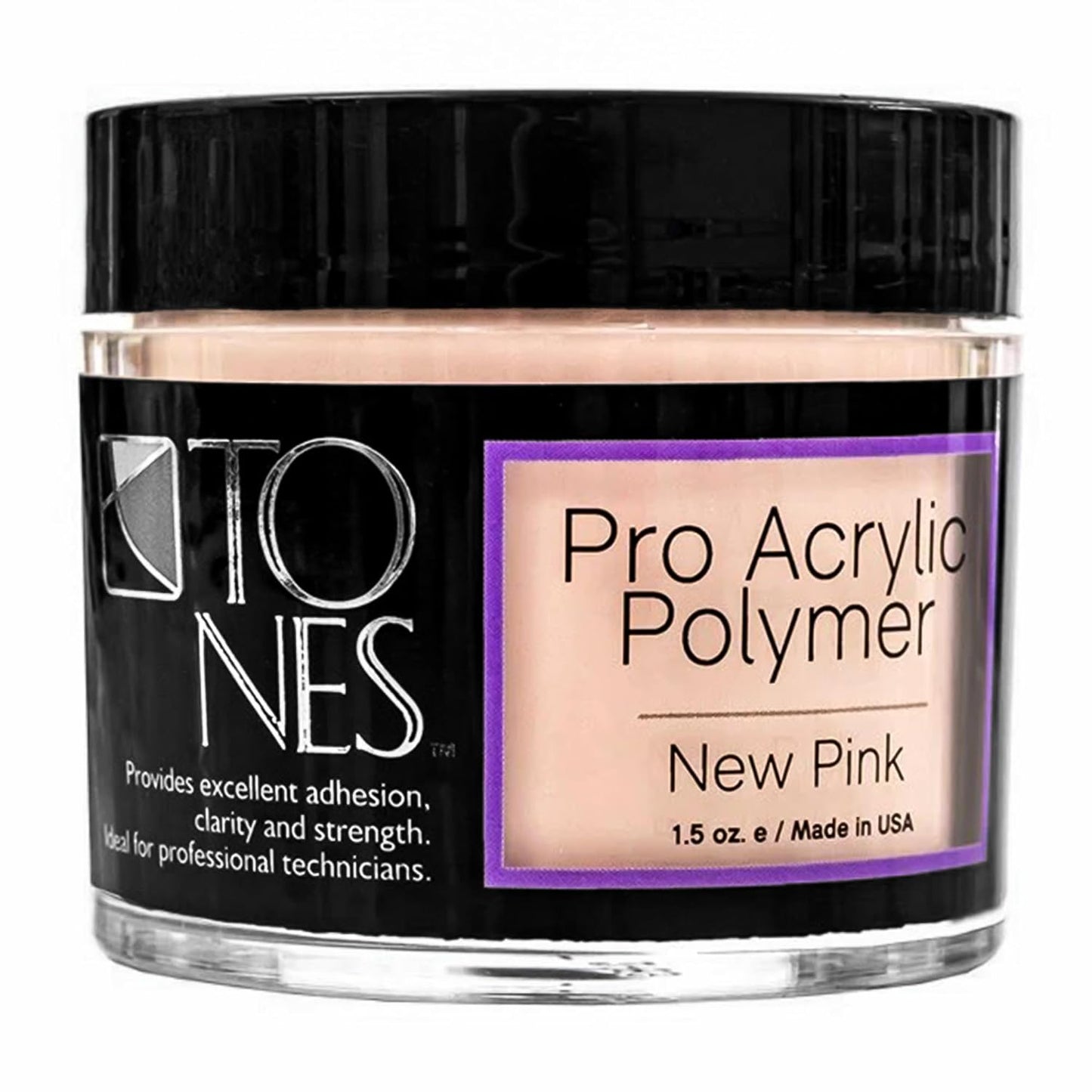 Tones Pro Acrylic Nail Powder, New Pink (Fresh Peach-Toned Pink), (1.5 Fl Oz) - Long-Lasting & Non-Yellowing Polymer for Salon Quality Nail Extensions & 3D Art