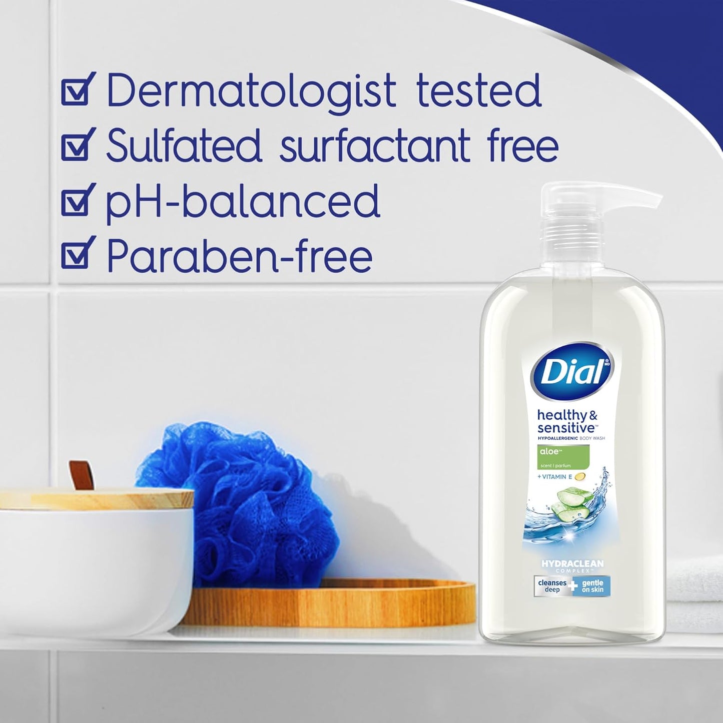 Dial Body Wash, Healthy & Sensitive Aloe Scent, 23 fl oz, Pack of 3