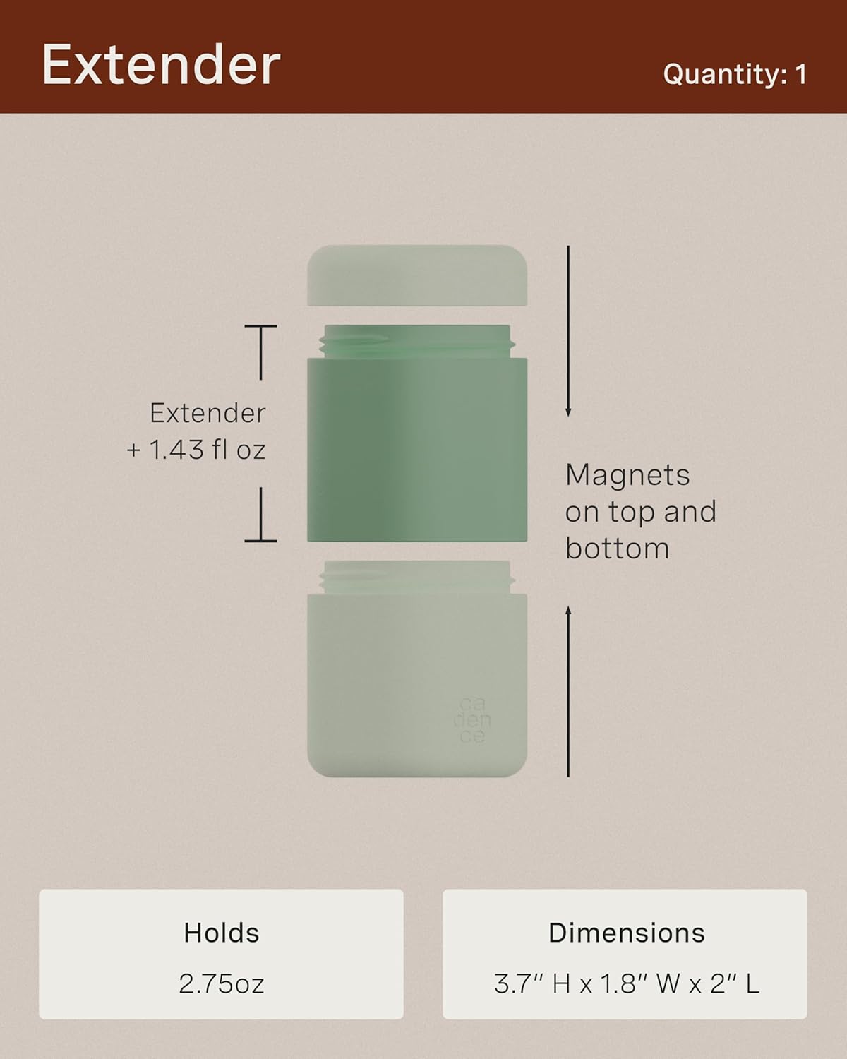 Cadence Travel Containers - Full Skincare Set - Magnetic Containers with Lids,Carry On Travel Essentials For Women/Men - 2 Small (0.56oz), 4 Medium Capsules (1.32oz), & Extender (1.43oz) - Pacific