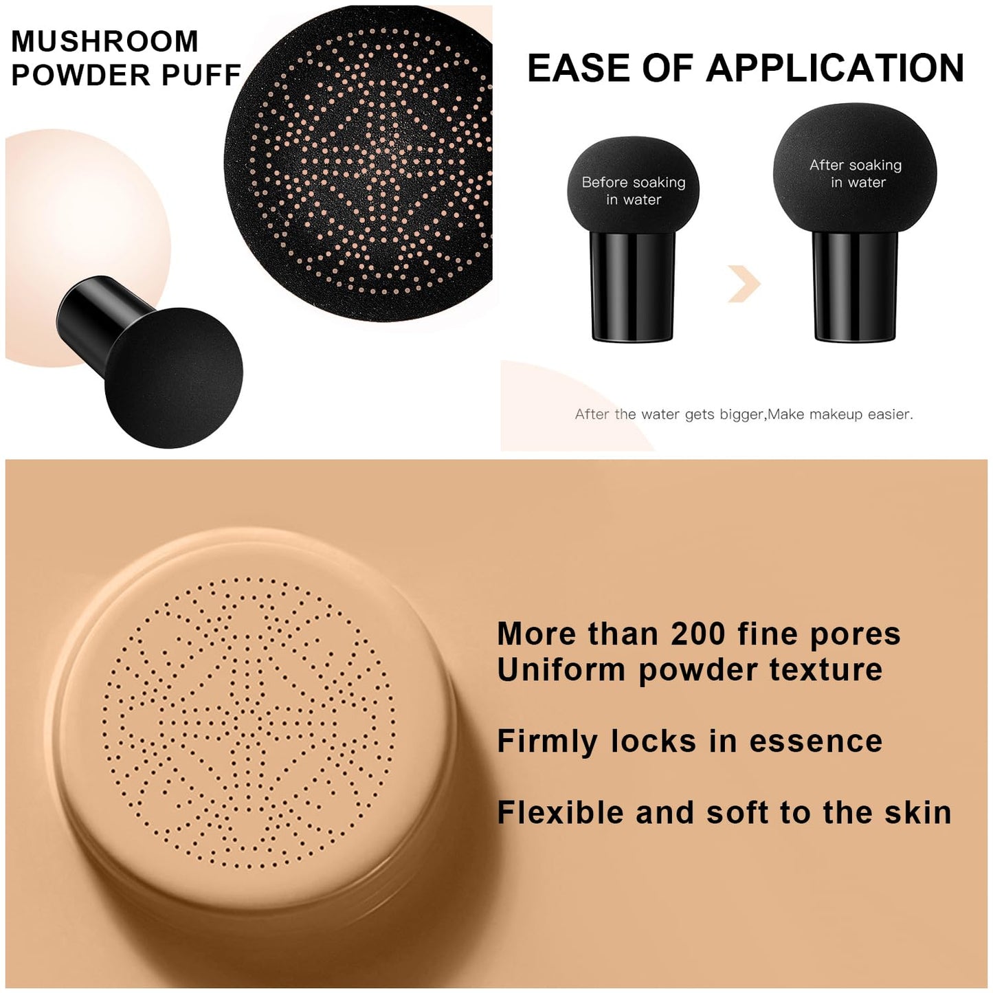 Mushroom Head Air Cushion CC Cream Foundation BB Cream Foundation Makeup Moisturizing CC Cream Liquid Foundation,Concealer Lasting Makeup Foundation Even Skin Tone Makeup Base Primer (#04 Nude)