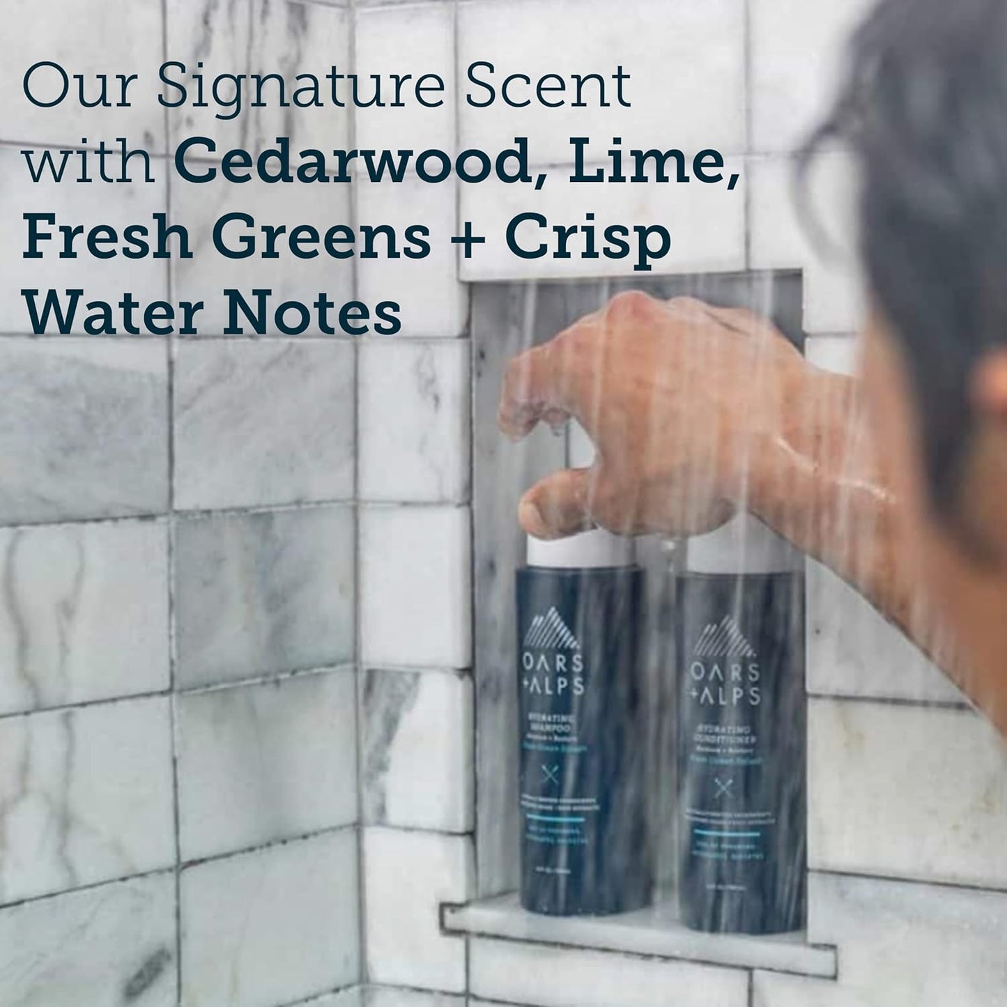 Oars + Alps Men's Sulfate Free Hair Shampoo and Conditioner Set, Infused with Kelp & Algae Extracts, Nourishing & Moisturizing, Fresh Ocean Splash Scent, 2 Pack, 12 Fl Oz Each