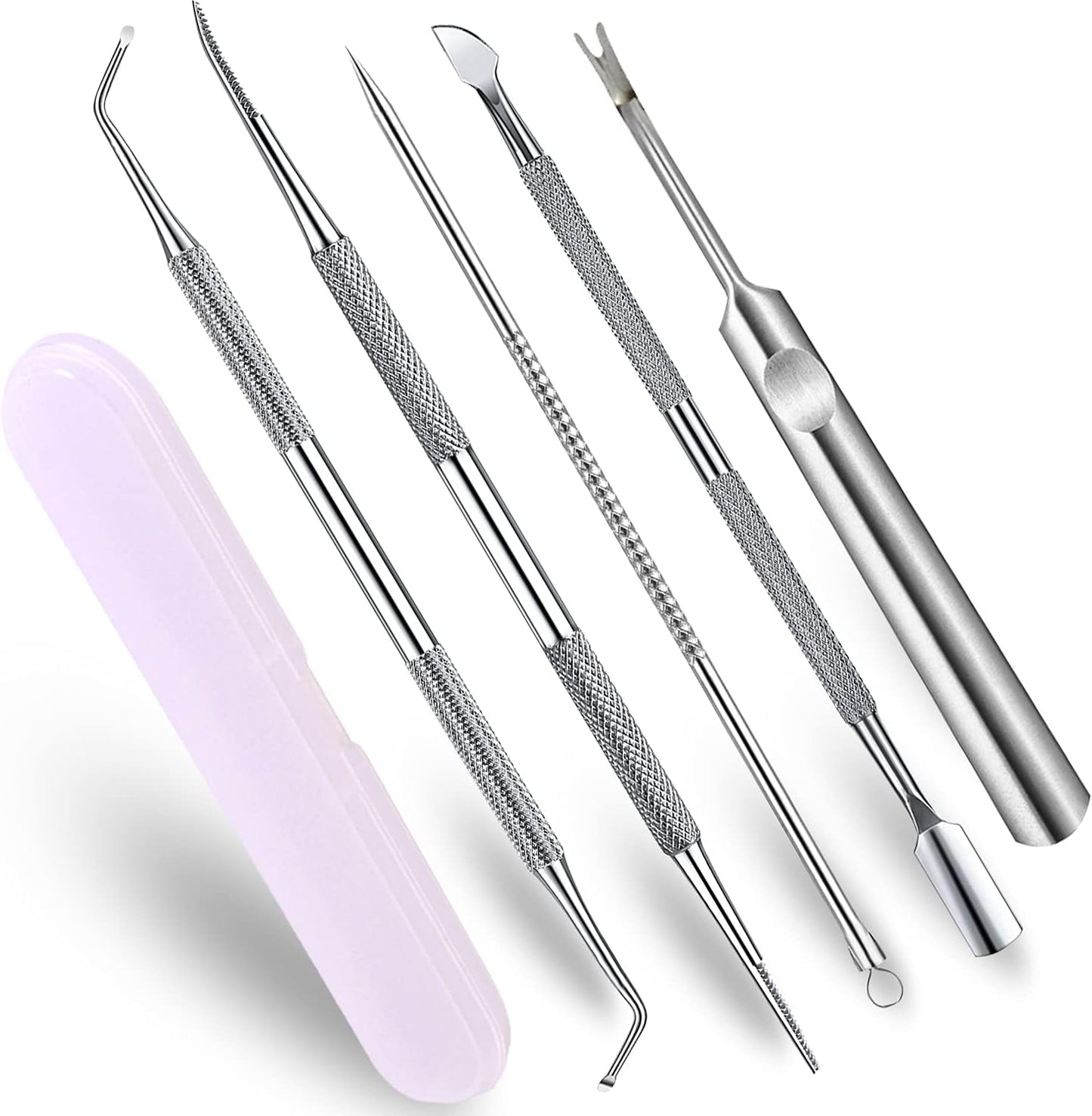 jindian Ingrown Toenail Pedicure Tool Kit Nail File and Nail Lifter Pusher Double-Sided Nail Manicure Kit Stainless Steel Nail Care, Tools Pain Relief (6PCS)