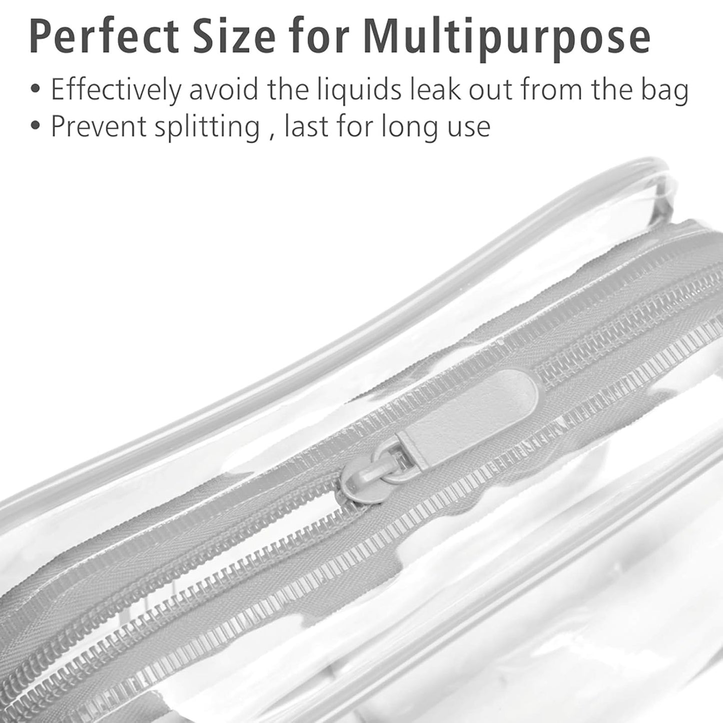 PACKISM Clear Makeup Bag, Waterproof TSA Approved Toiletry Bag Quart Size Bag, Clear Makeup Bags with Zipper Travel Cosmetic Bag, Carry on Airport Airline Compliant Bag, 3 Pack, Grey