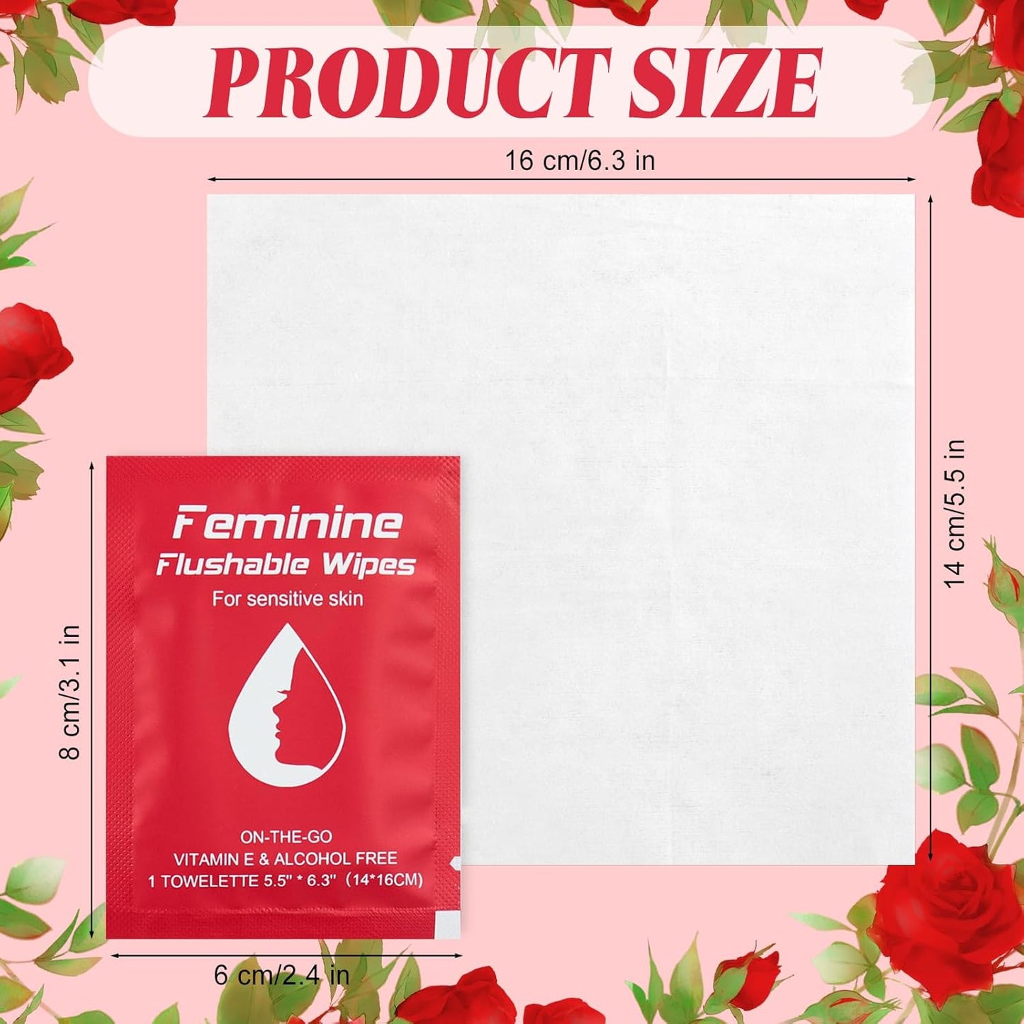 Feminine Wipes Individually Wrapped, Flushable Wipes Travel,Travel Wipes for Women,Feminine Care Wet Wipes Travel Size Vaginal Wipes for Adult, Girl and Homeless 50