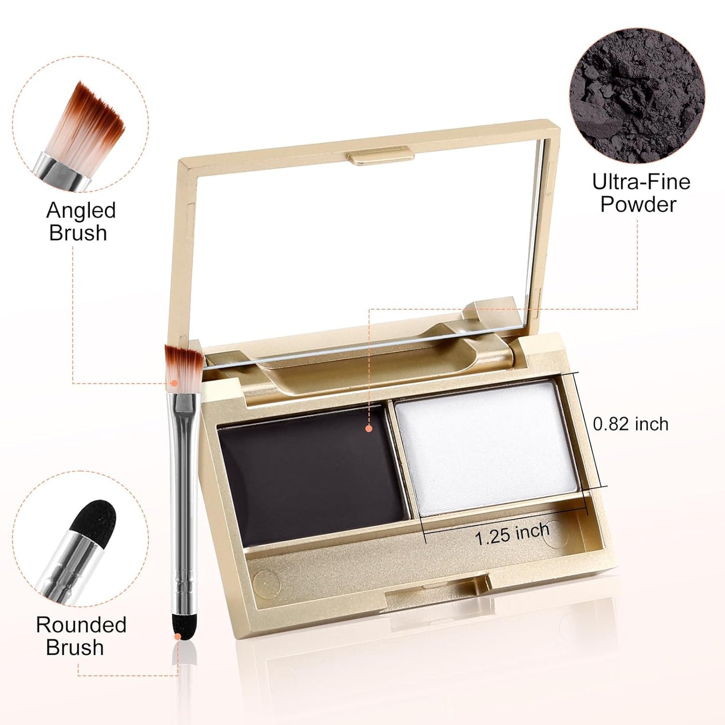 Boobeen Eyebrow Powder Kit, 2-color Waterproof Eyebrow Palette Makeup to Definer & Filler Brows, Eyebrow Color Powder Shape Natural Looking Brow - with Mirror Brush