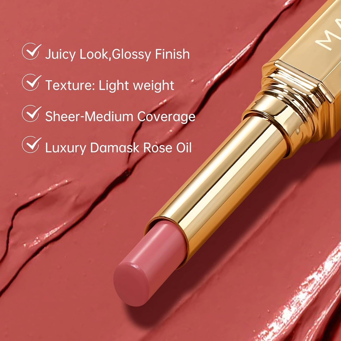 MAKI YIKA Hot Pink Lipstick for Women Moisture Hydrate Lipsticks Glossy Pink Lipsticks Sheer Finish Lightweight Tinted Lip Balm (Z06 Rose Up)