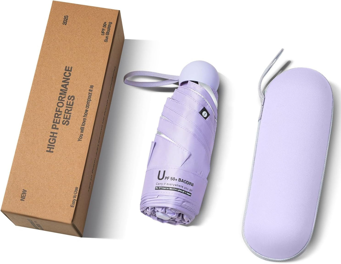 BAODINI Travel Essentials Mini Umbrella for Purse With Case Small Compact UV Sun Protection Lightweight Tiny Pocket Manual Open Close Umbrella for Women Kids and Men Fit Purse Backpack