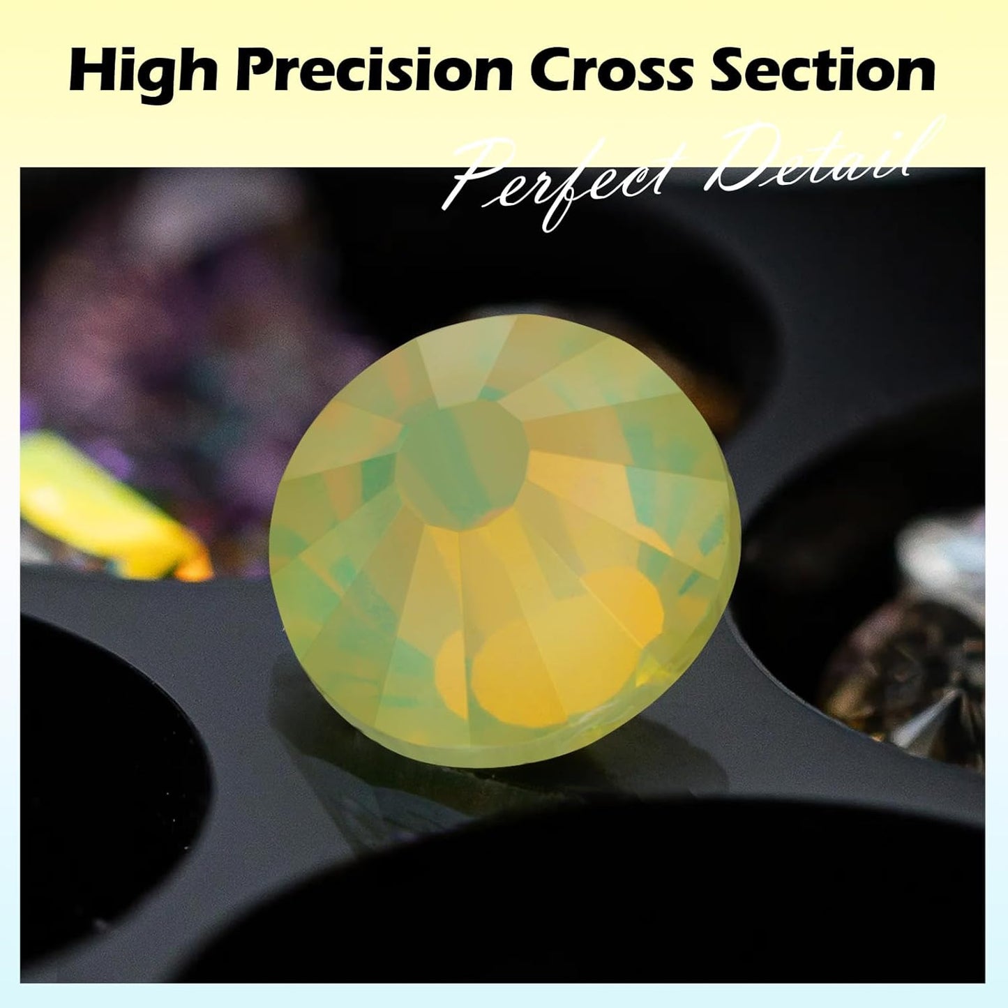 F Yellow Flatback Rhinestones, Glass Rhinestones for Nail Art and Craft, Glue Fix, Loose Crystal Gemstones(F Yellow, SS6, 1440pcs, 1.9-2.0mm)