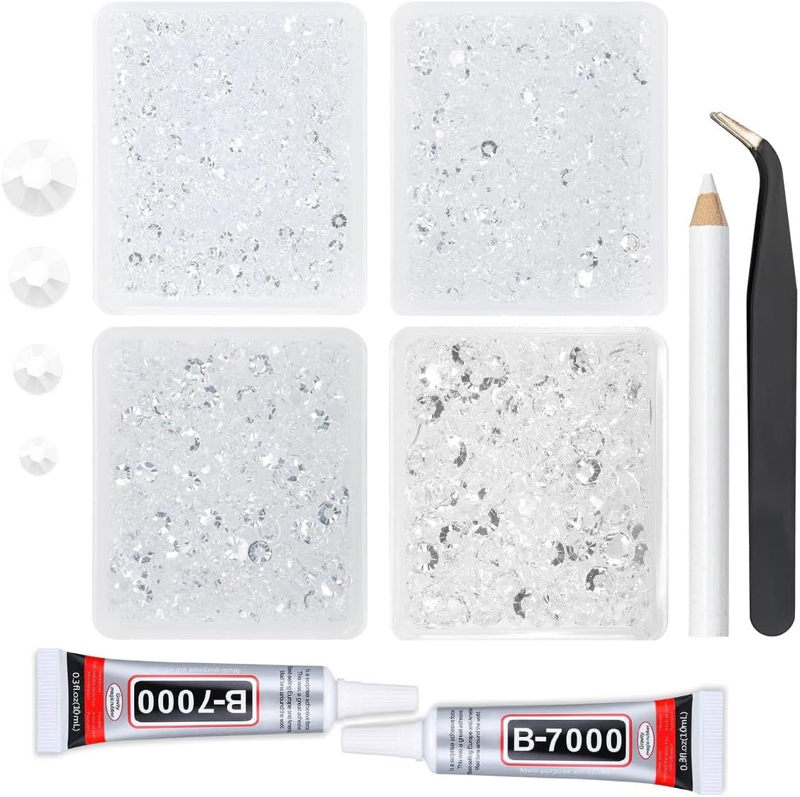 3mm 4mm 5mm 6mm Transparent Resin Rhinestones w B7000 Jewelry Glue for Bedazzling Crafting Clear Flatback Jelly Rhinestones Bulk Stones Diamonds Gems for Nails Face Eyes Makeup Tumblers Crafts