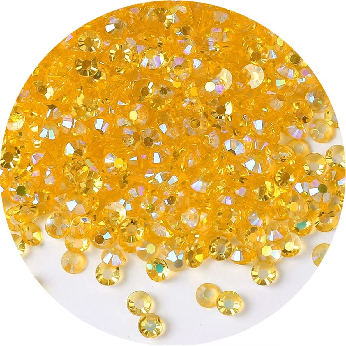 1440 Pcs SS20 5mm AB Flatback Rhinestones for Nails Art Crafts Transparent Glitter Round Gems Goldens DIY Clothes Shoes(Clear Golden Yellow AB)