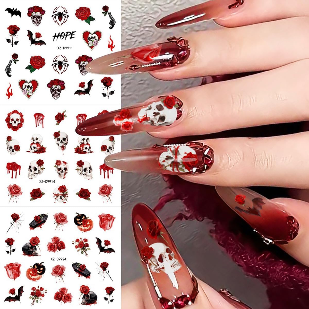 30 Sheets Halloween Nail Art Stickers Pumpkin Nail Decals Black Cat Nail Stickers Self Adhesive Bat Spider Web Nail Art Supplies for Women Girls DIY Manicure Nail Art Decorations