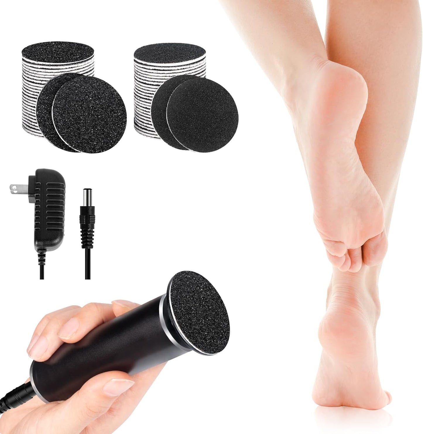 krofaue Electric Callus Remover - Electronic Foot File Grinder with Speed Controller and 60PCS Replacement Sandpaper Disk Professional Pedicure Tool for Men Women Feet Dry Dead Skin Black