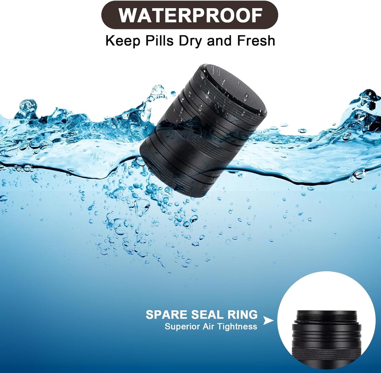 Pill Box 2 Times a Day - Metal Pill Case, Portable Daily 2 Compartment Pill Container, Waterproof Travel Aluminum Pill Holder for Fish Oils, Vitamin, Fish Oil, Supplements