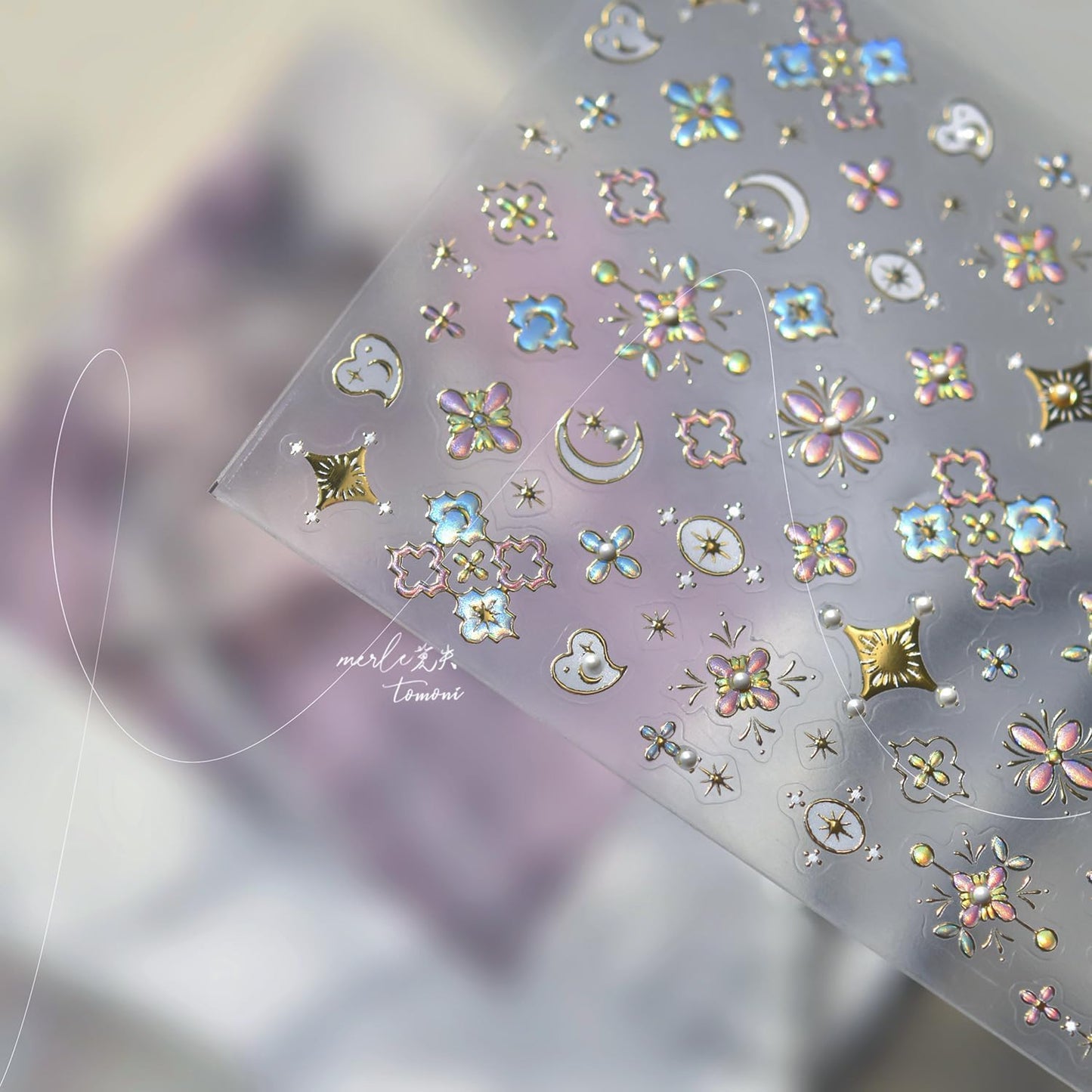 Flower Nail Stickers for Nail Art Flowers Nail Art Stickers Cute Floral Star Crystal Diamond Style 5D Embossed Nail Decals Self-Adhesive Nails Supply Manicure Sliders for Nails Decoration