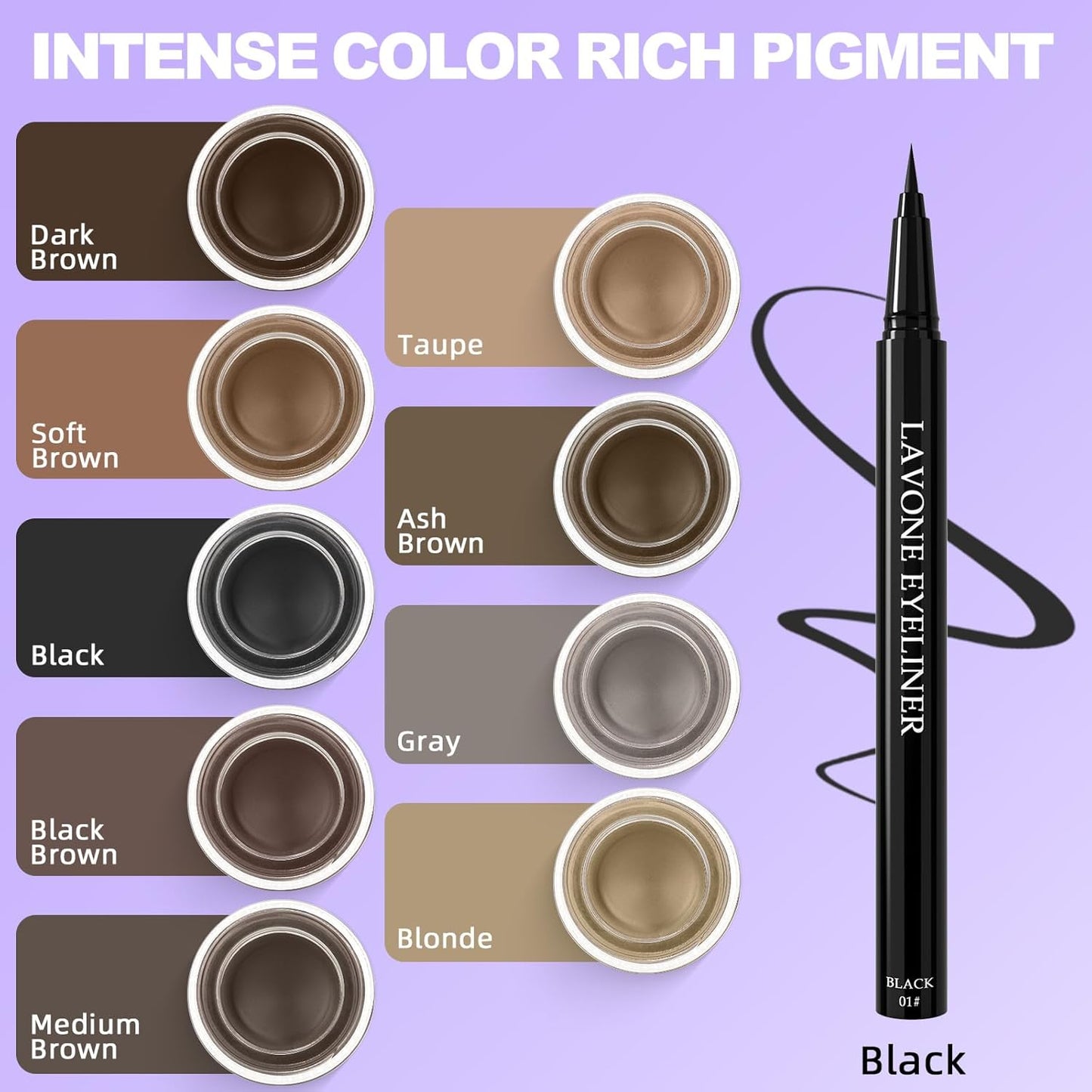 LAVONE Eyeliner Set - Waterproof Makeup Kit with Liquid Eye Liner Pencil, Gel Eyeliner and Angled Eye Liner Brush, Waterproof, Smudge Resistant, Long Lasting Formula - Soft Brown