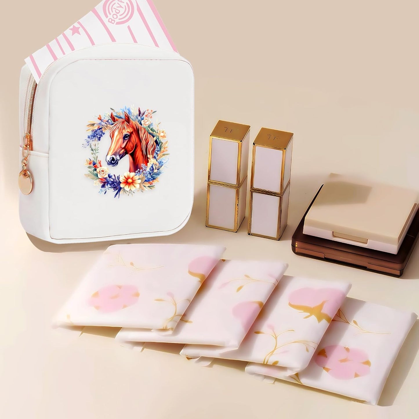 Horse Mini Makeup Bag, Horse Gift For Women Girls, Cute Portable Zipper Pouch Cosmetic Bag For Teen Girls Kids, Small Storage Bag For Sanitary Pad, Period napkin bag!