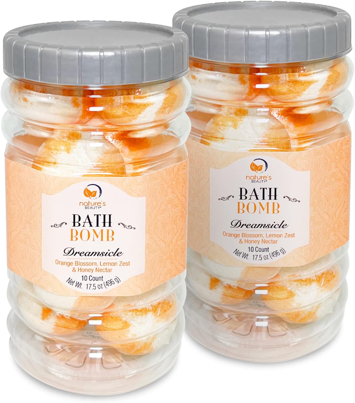 Nature's Beauty Dreamsicle Bath Bomb Gift Set Multi-Pack - Orange Blossom, Lemon Zest & Honey Nectar Scent Made w/Orange Peel Extract, Coconut Oil + Vitamin E, 17.5 oz |10 ct ea (2 Pack)