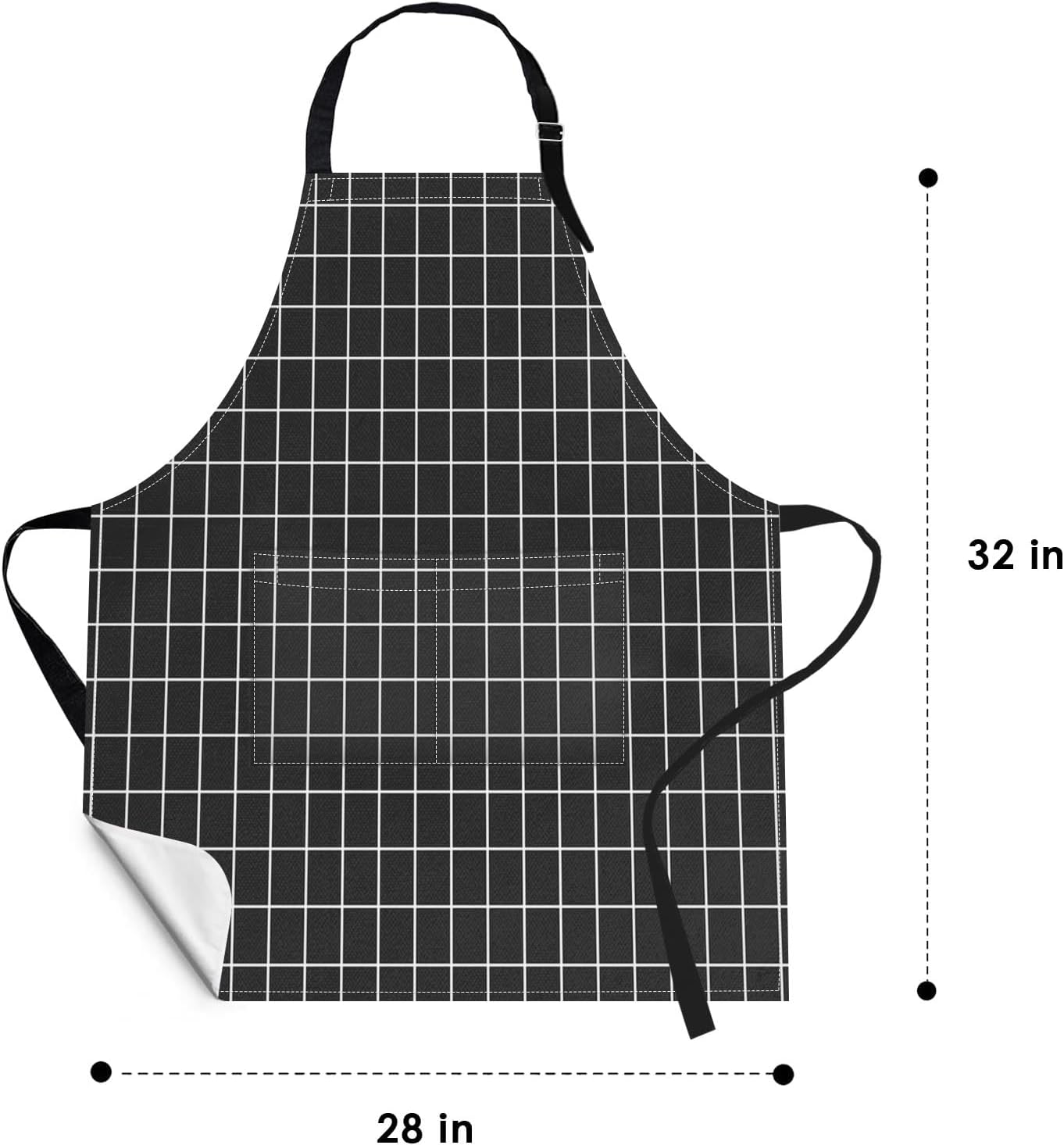 Britimes 2 Pack Aprons, Plaid Check Grid Taupe Adjustable Bib Aprons with 2 Pockets for Women Men Couple Lovers Chef Home Kitchen Cooking Baking Gardening Tan Black Apron 32x28 Inches