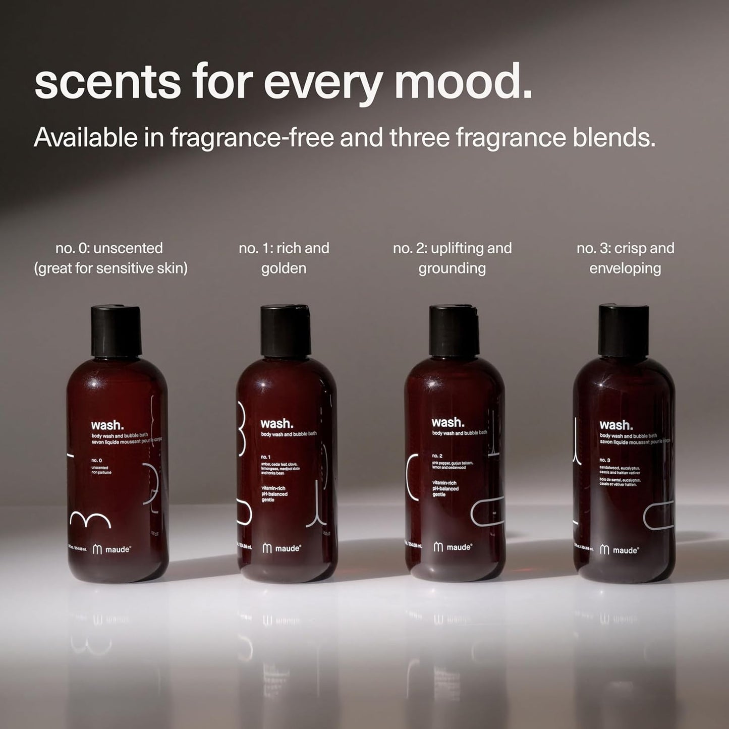 Maude Wash No. 2 - pH Balanced Moisturizing Body Wash & Bubble Bath - With Vitamin C & E for Whole-Body Skin & Feminine Care - Skin-Softening Shower Gel - Pink Pepper, Lemon & Cedarwood (12 fl oz)