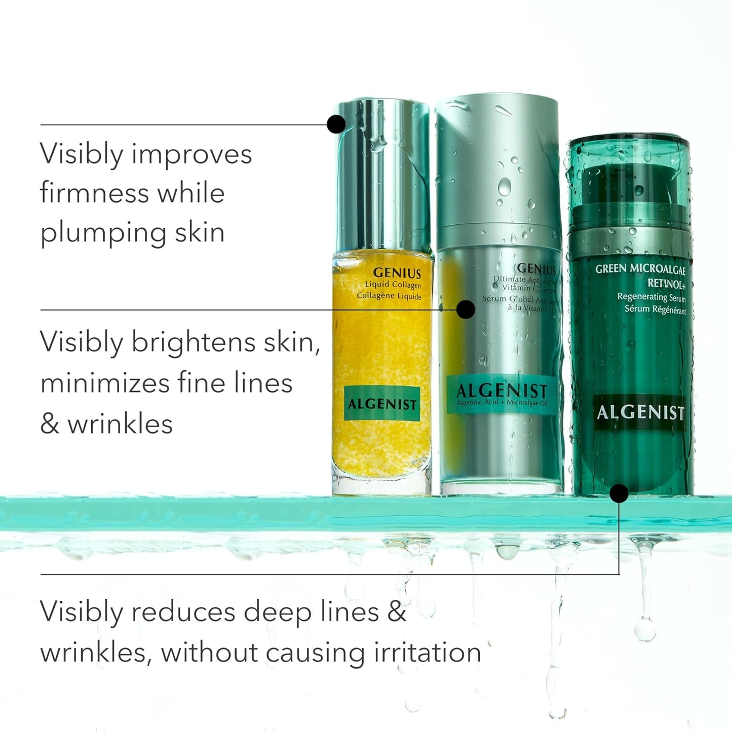 Algenist GENIUS Super Size Liquid Collagen Serum - Firming and Hydrating Face Serum with Collagen + Vitamin E - Helps Visibly Minimize Fine Lines + Wrinkles and Improve Elasticity (60ml)