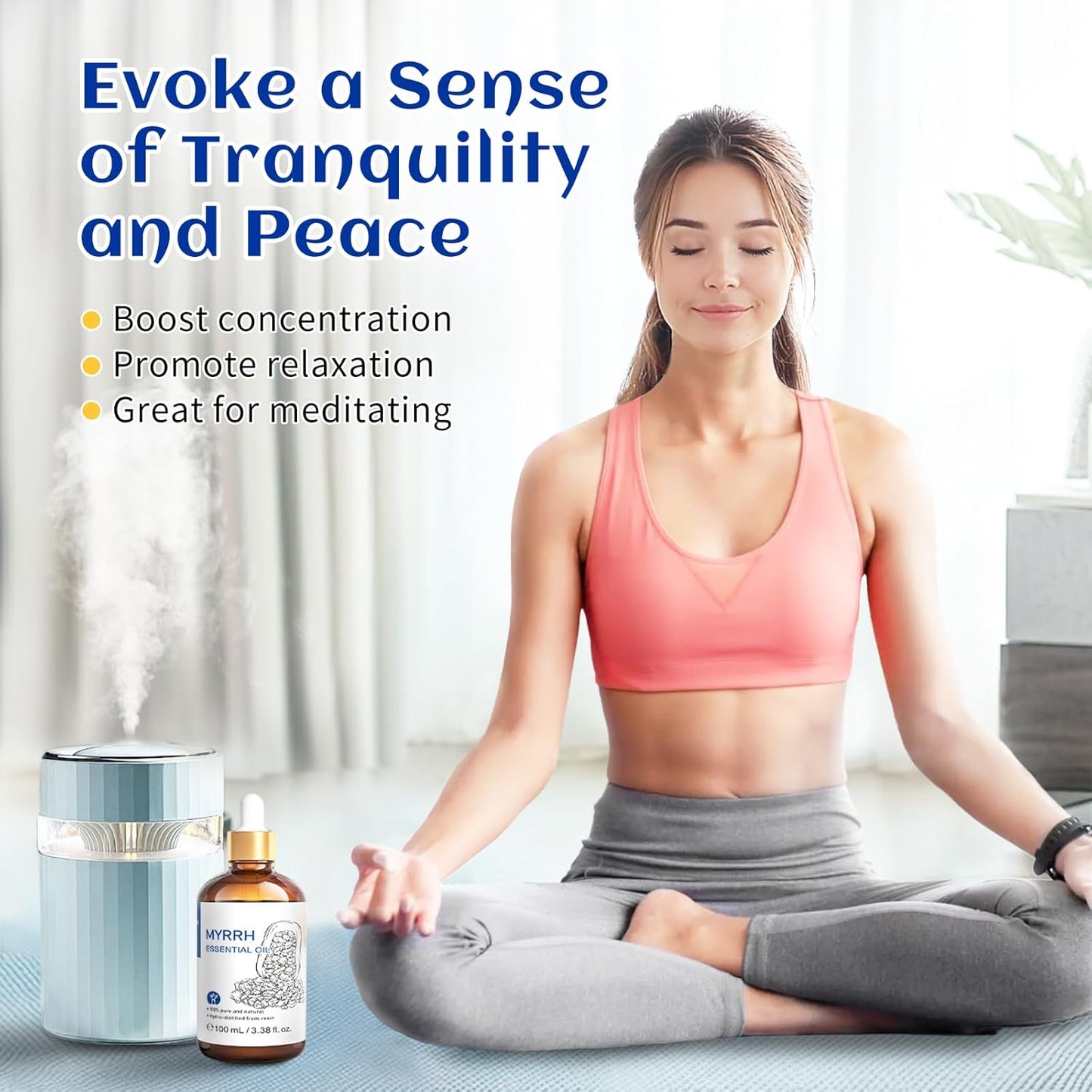 HIQILI 100ML Myrrh Essential Oil for Skin, Diffuser & Candle, 100% Pure and Natural - 3.38 Fl Oz