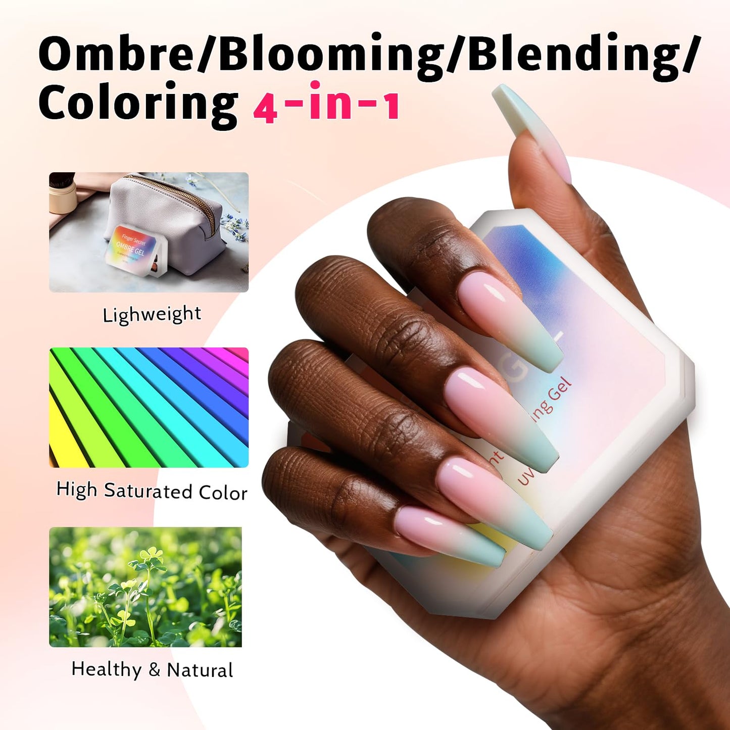 Sponge Pat Paint Nail Gel, Ombre Nails Gradient Gel Nail Blush Blooming Aura Nails Drawing Stripper Floral Painting DIY Nail Art, No Wipe, UV/LED Curing (16 Colors D)